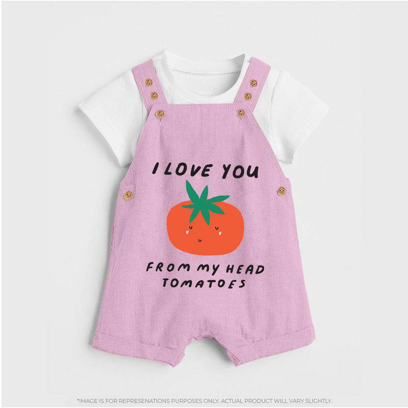 I Love You from My Head to My Toes Dungaree | Personalized Baby Dungaree for Your Little One - BABY PINK - 0 - 5 Months Old (Chest 18")