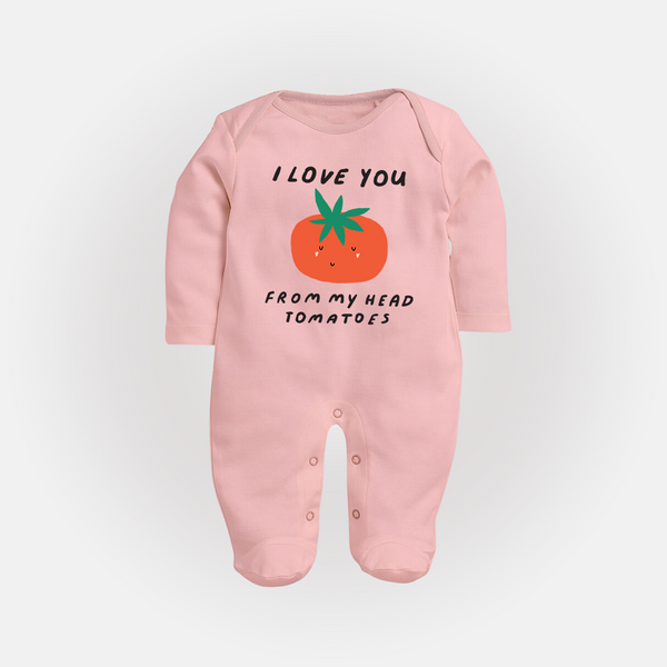 I Love You from My Head to My Toes Sleep Suit | Personalized Baby Sleep Suit for Your Little One - BABY PINK - New Born (Chest 7.5")