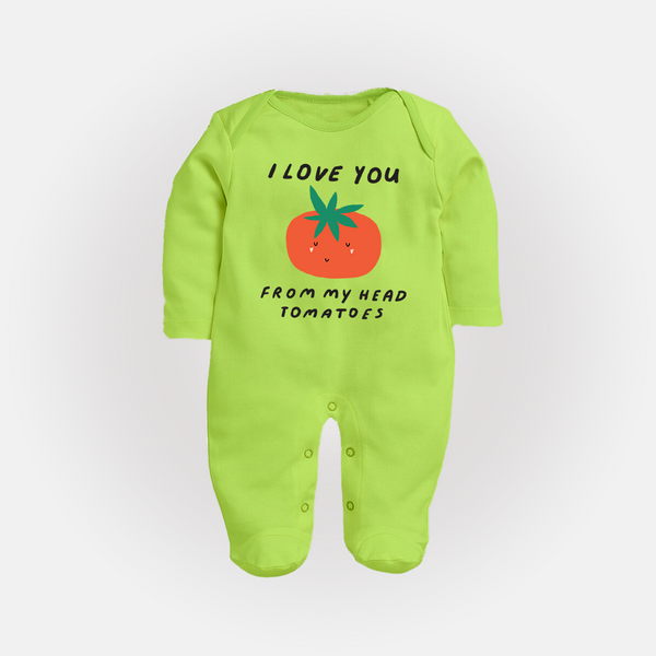 I Love You from My Head to My Toes Sleep Suit | Personalized Baby Sleep Suit for Your Little One - LIME GREEN - New Born (Chest 7.5")