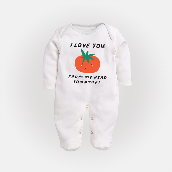 I Love You from My Head to My Toes Sleep Suit | Personalized Baby Sleep Suit for Your Little One - WHITE - New Born (Chest 7.5")