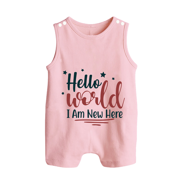 Hello World I Am New Here Romper Suit | Custom Baby Romper Suit for a Newborn Introduction - BABY PINK - 0 - 5 Months Old (Chest 18")
