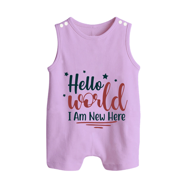 Hello World I Am New Here Romper Suit | Custom Baby Romper Suit for a Newborn Introduction - LILAC - 0 - 5 Months Old (Chest 18")