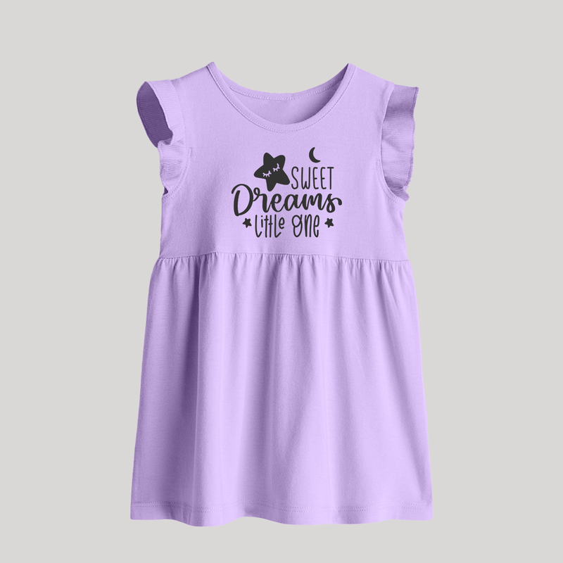 Sweet Dreams Little One Baby Frock | Personalized BabyFrock for Sweet Slumbers - LILAC - 0 - 3 Months Old (Chest 17")