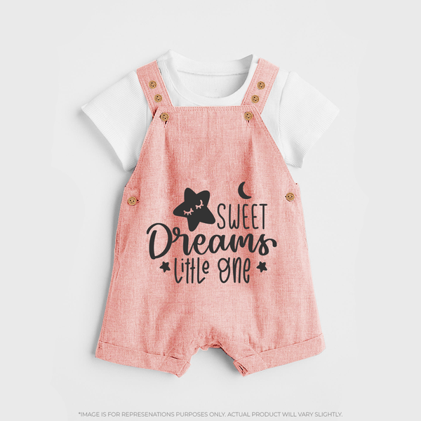 Sweet Dreams Little One Dungaree | Personalized Baby Dungaree for Sweet Slumbers - PEACH - 0 - 5 Months Old (Chest 18")