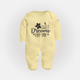 Sweet Dreams Little One Sleep Suit | Personalized Baby Sleep Suit for Sweet Slumbers - PASTEL YELLOW - New Born (Chest 7.5")
