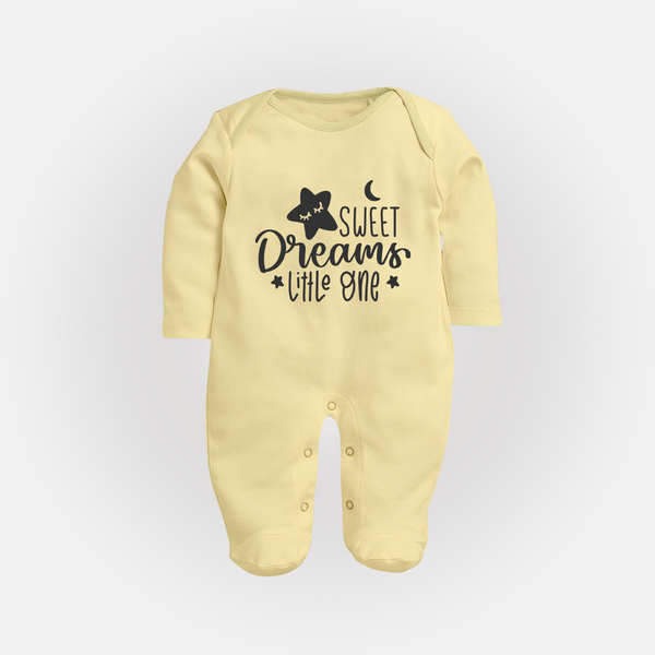 Sweet Dreams Little One Sleep Suit | Personalized Baby Sleep Suit for Sweet Slumbers - PASTEL YELLOW - New Born (Chest 7.5")