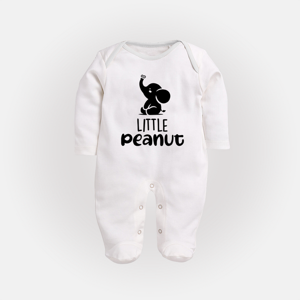 Little Peanut Sleep Suit | Custom Baby Sleep Suit for Your Little One - WHITE - New Born (Chest 7.5")