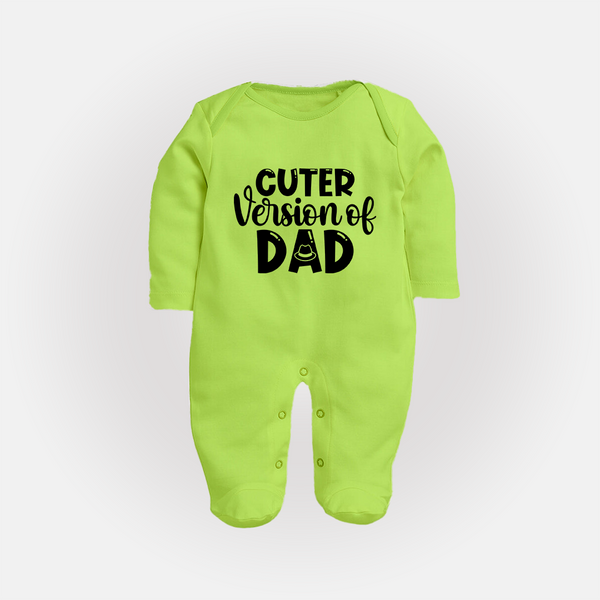 Cuter Version of Dad Sleep Suit | Personalized Baby Sleep Suit for Daddy's Mini-Me - LIME GREEN - New Born (Chest 7.5")