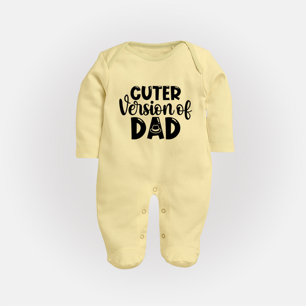 Cuter Version of Dad Sleep Suit | Personalized Baby Sleep Suit for Daddy's Mini-Me - PASTEL YELLOW - New Born (Chest 7.5")