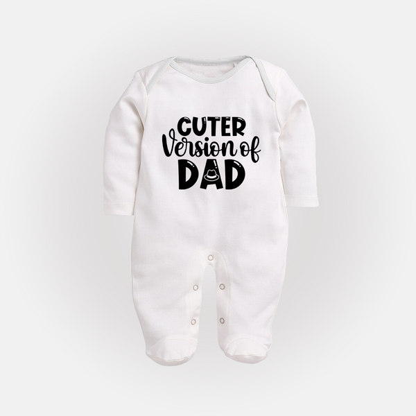 Cuter Version of Dad Sleep Suit | Personalized Baby Sleep Suit for Daddy's Mini-Me - WHITE - New Born (Chest 7.5")