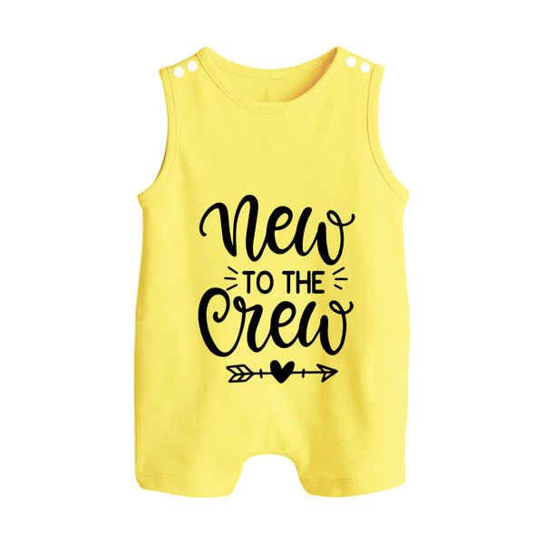 New to the Crew Romper Suit | Custom Baby Romper Suit for the New Member of the Family - PASTEL YELLOW - 0 - 5 Months Old (Chest 18")
