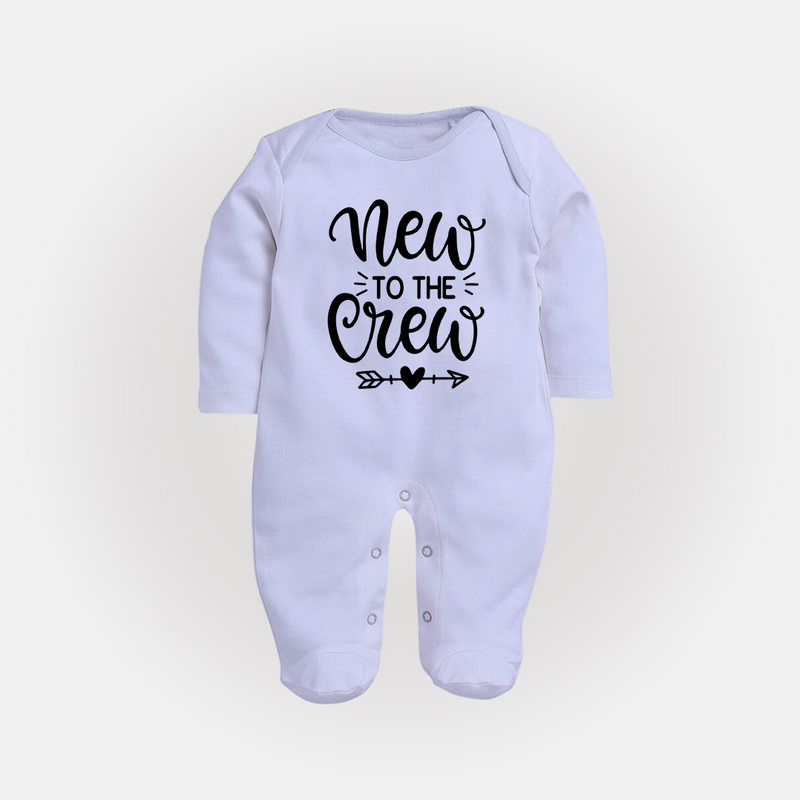 New to the Crew Sleep Suit | Custom Baby Sleep Suit for the New Member of the Family - BABY BLUE - New Born (Chest 7.5")