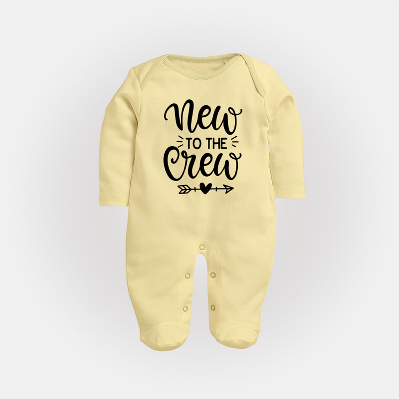 New to the Crew Sleep Suit | Custom Baby Sleep Suit for the New Member of the Family - PASTEL YELLOW - New Born (Chest 7.5")