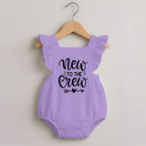 New to the Crew Romper Frock | Custom Baby Romper Frock for the New Member of the Family - LILAC - 0 - 3 Months Old (Chest 19")