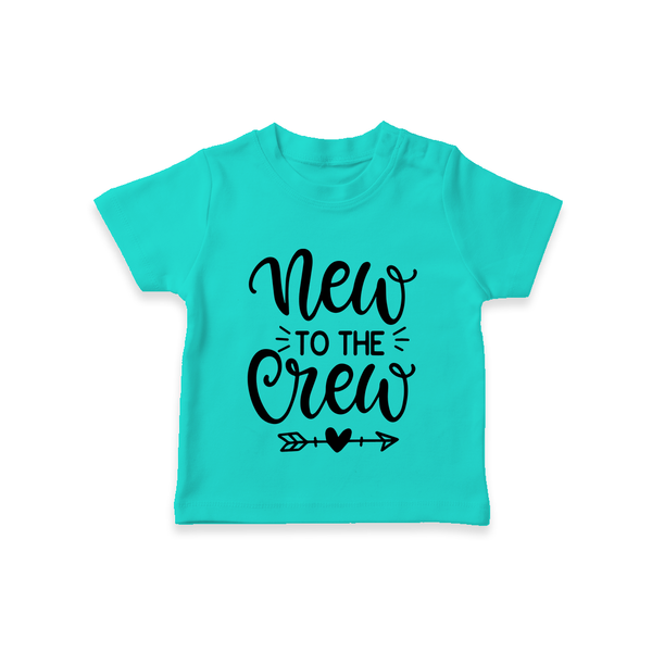 New to the Crew TShirt | Custom Baby TShirt for the New Member of the Family - TEAL - 0-5 Months Old (Chest 17")