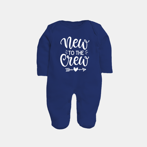 New to the Crew Sleep Suit | Custom Baby Sleep Suit for the New Member of the Family - NAVY BLUE - New Born (Chest 7.5")