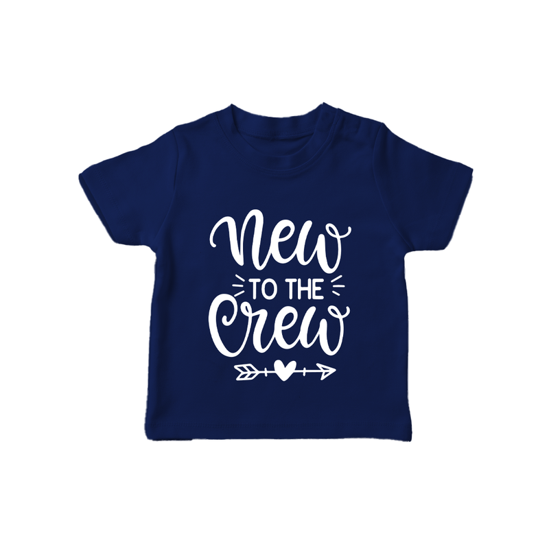 New to the Crew TShirt | Custom Baby TShirt for the New Member of the Family - NAVY BLUE - 0-5 Months Old (Chest 17")