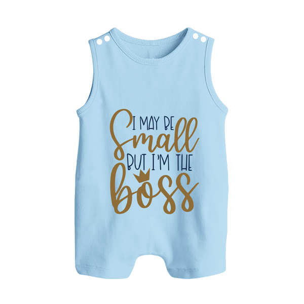 I May Be Small But I'm the Boss Romper Suit | Personalized Baby Romper Suit for Little Leaders - BABY BLUE - 0 - 5 Months Old (Chest 18")