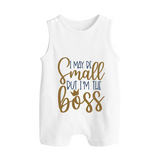 I May Be Small But I'm the Boss Romper Suit | Personalized Baby Romper Suit for Little Leaders - WHITE - 0 - 5 Months Old (Chest 18")