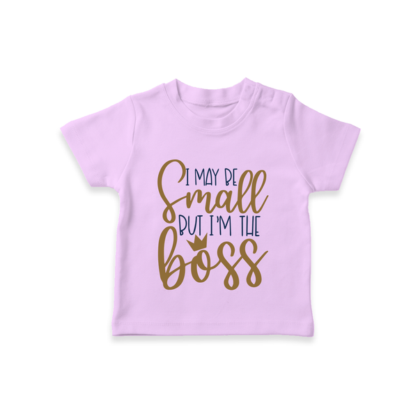I May Be Small But I'm the Boss TShirt | Personalized Baby TShirt for Little Leaders - LILAC - 0-5 Months Old (Chest 17")