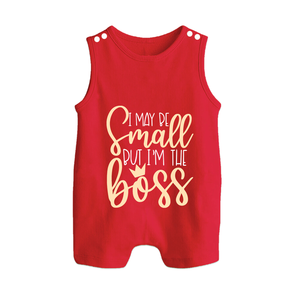 I May Be Small But I'm the Boss Romper Suit | Personalized Baby Romper Suit for Little Leaders - RED - 0 - 5 Months Old (Chest 18")
