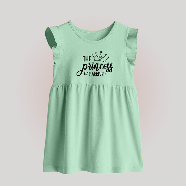 The Princess Has Arrived Baby Frock | Custom BabyFrock for Your Little Princess - MINT GREEN - 0 - 3 Months Old (Chest 17")