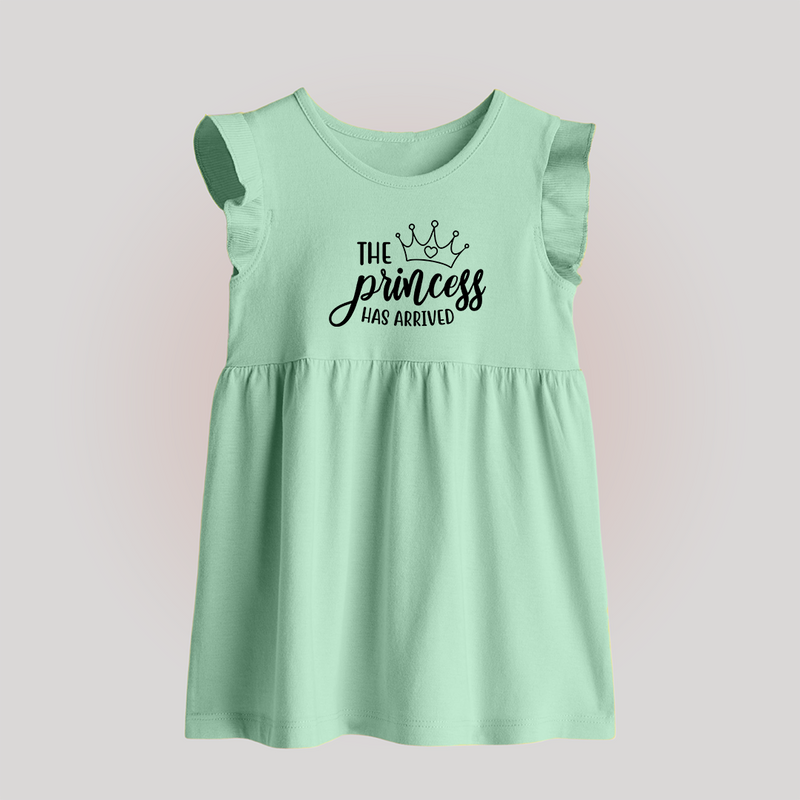 The Princess Has Arrived Baby Frock | Custom BabyFrock for Your Little Princess - MINT GREEN - 0 - 3 Months Old (Chest 17")