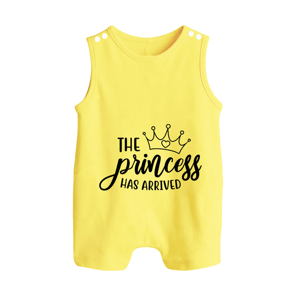 The Princess Has Arrived Romper Suit | Custom Baby Romper Suit for Your Little Princess - PASTEL YELLOW - 0 - 5 Months Old (Chest 18")