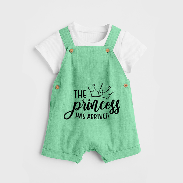 The Princess Has Arrived Dungaree | Custom Baby Dungaree for Your Little Princess - GREEN - 0 - 5 Months Old (Chest 18")