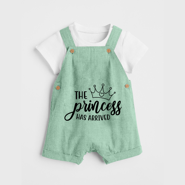 The Princess Has Arrived Dungaree | Custom Baby Dungaree for Your Little Princess - MINT GREEN - 0 - 5 Months Old (Chest 18")