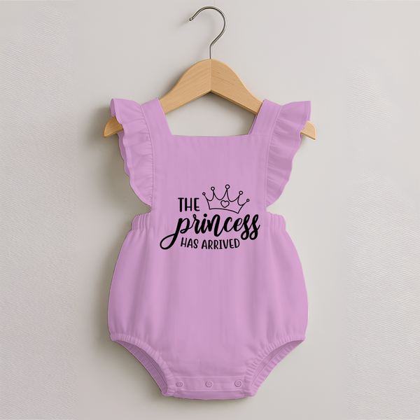The Princess Has Arrived Romper Frock | Custom Baby Romper Frock for Your Little Princess - BABY PINK - 0 - 3 Months Old (Chest 19")