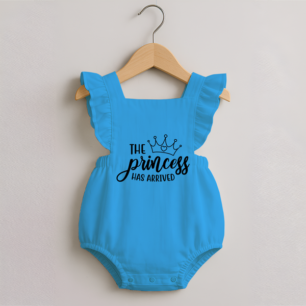 The Princess Has Arrived Romper Frock | Custom Baby Romper Frock for Your Little Princess - SKY BLUE - 0 - 3 Months Old (Chest 19")