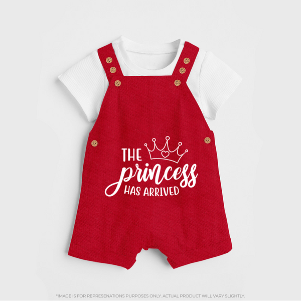 The Princess Has Arrived Dungaree | Custom Baby Dungaree for Your Little Princess - RED - 0 - 5 Months Old (Chest 18")