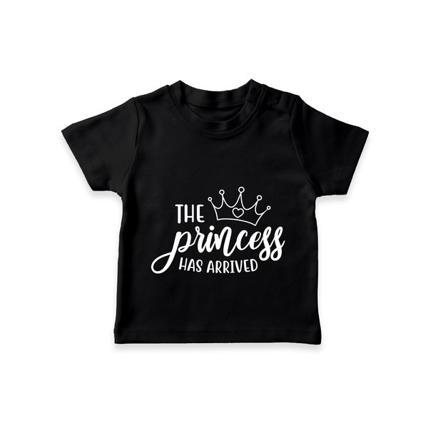 The Princess Has Arrived TShirt | Custom Baby TShirt for Your Little Princess - BLACK - 0-5 Months Old (Chest 17")