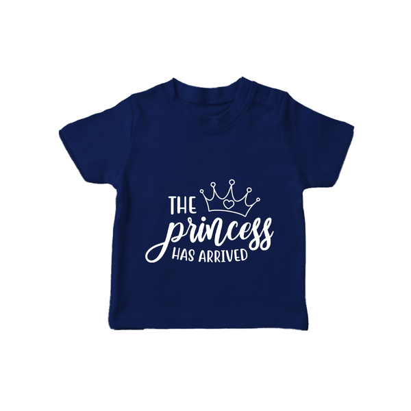 The Princess Has Arrived TShirt | Custom Baby TShirt for Your Little Princess - NAVY BLUE - 0-5 Months Old (Chest 17")