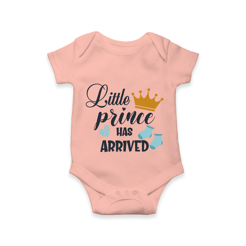 Little Prince Has Arrived Romper | Personalized Baby Romper for Your Little Prince - PEACH - New Born (Chest 14")