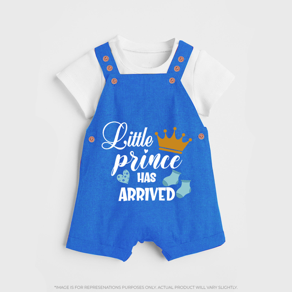 Little Prince Has Arrived Dungaree | Personalized Baby Dungaree for Your Little Prince - COBALT BLUE - 0 - 5 Months Old (Chest 18")