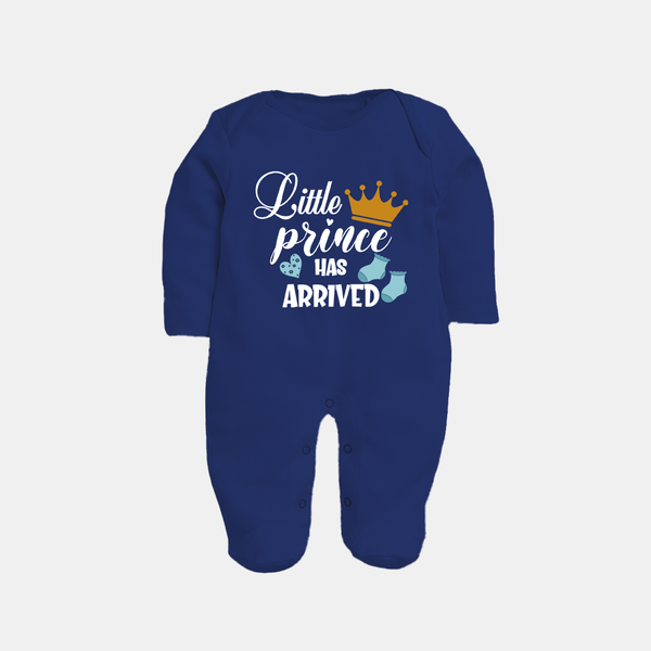 Little Prince Has Arrived Sleep Suit | Personalized Baby Sleep Suit for Your Little Prince - NAVY BLUE - New Born (Chest 7.5")