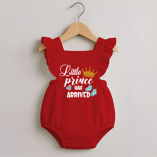Little Prince Has Arrived Romper Frock | Personalized Baby Romper Frock for Your Little Prince - RED - 0 - 3 Months Old (Chest 19")