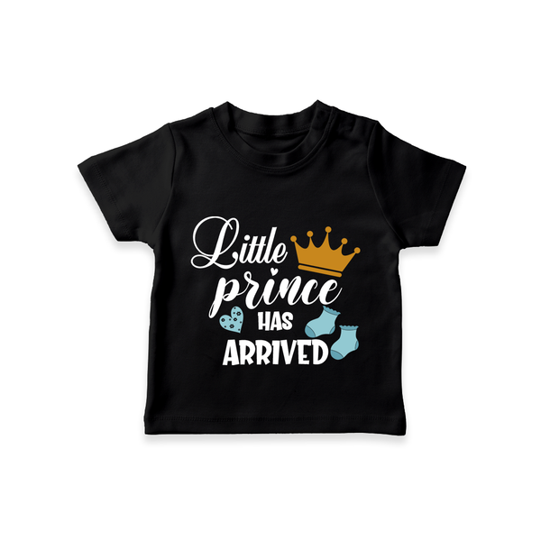 Little Prince Has Arrived TShirt | Personalized Baby TShirt for Your Little Prince - BLACK - 0-5 Months Old (Chest 17")