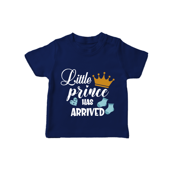 Little Prince Has Arrived TShirt | Personalized Baby TShirt for Your Little Prince - NAVY BLUE - 0-5 Months Old (Chest 17")