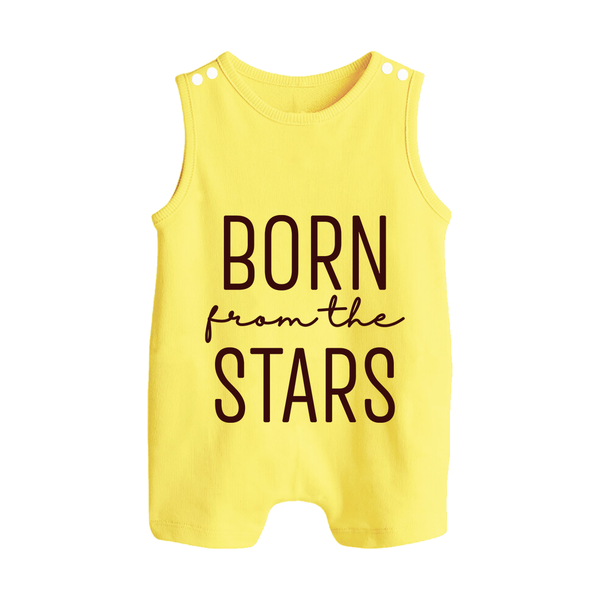 Born From the Stars Romper Suit | Custom Baby Romper Suit for Your Little Miracle - PASTEL YELLOW - 0 - 5 Months Old (Chest 18")