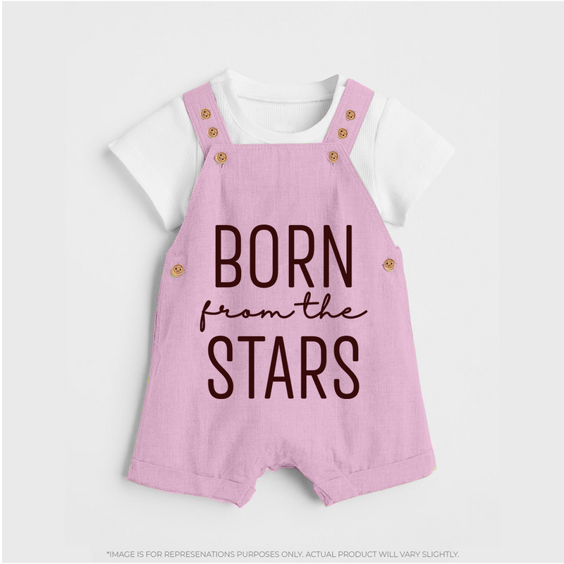 Born From the Stars Dungaree | Custom Baby Dungaree for Your Little Miracle - BABY PINK - 0 - 5 Months Old (Chest 18")