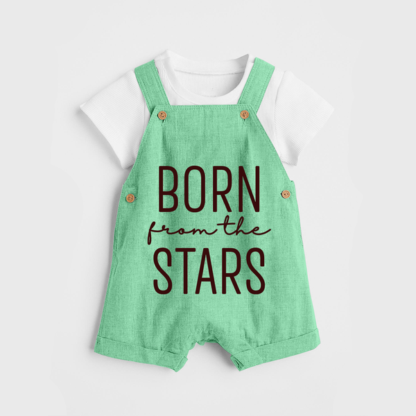 Born From the Stars Dungaree | Custom Baby Dungaree for Your Little Miracle - GREEN - 0 - 5 Months Old (Chest 18")