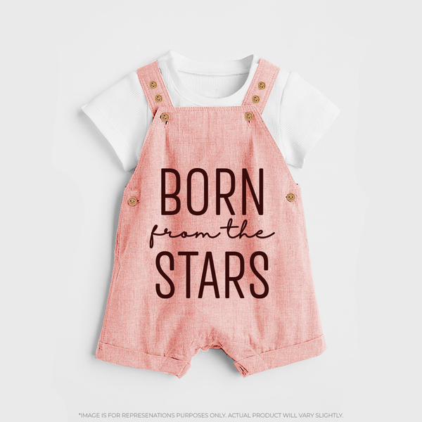 Born From the Stars Dungaree | Custom Baby Dungaree for Your Little Miracle - PEACH - 0 - 5 Months Old (Chest 18")