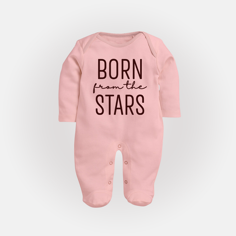Born From the Stars Sleep Suit | Custom Baby Sleep Suit for Your Little Miracle - BABY PINK - New Born (Chest 7.5")