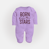 Born From the Stars Sleep Suit | Custom Baby Sleep Suit for Your Little Miracle - LILAC - New Born (Chest 7.5")