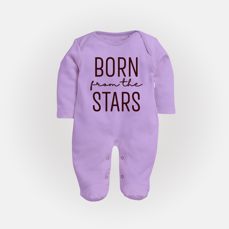 Born From the Stars Sleep Suit | Custom Baby Sleep Suit for Your Little Miracle - LILAC - New Born (Chest 7.5")