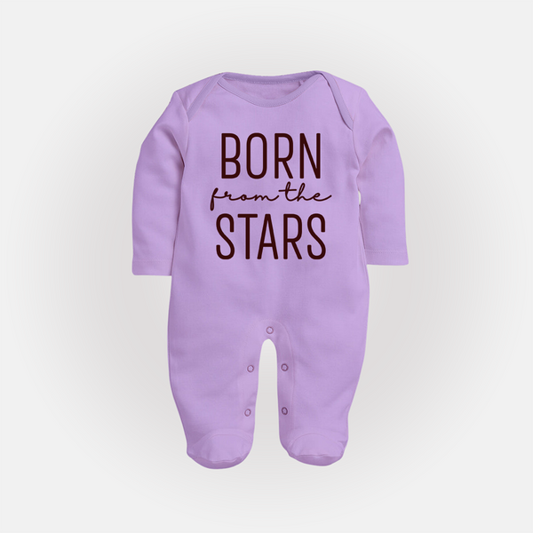 Born From the Stars Sleep Suit | Custom Baby Sleep Suit for Your Little Miracle - LILAC - New Born (Chest 7.5")