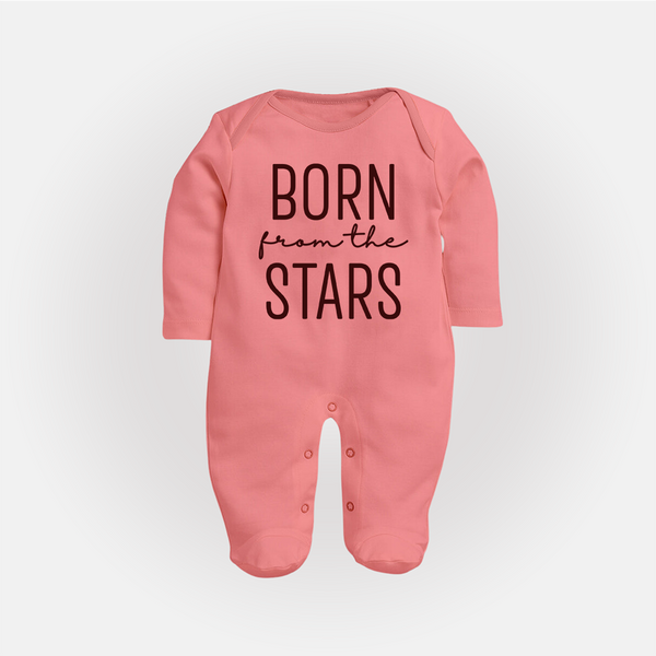 Born From the Stars Sleep Suit | Custom Baby Sleep Suit for Your Little Miracle - PEACH - New Born (Chest 7.5")